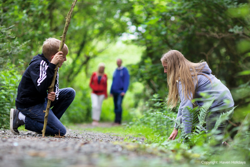 Two children investigating wildlife on holiday