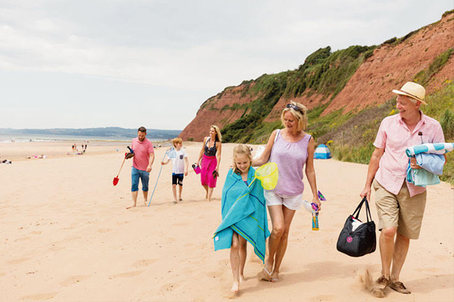 family on beach