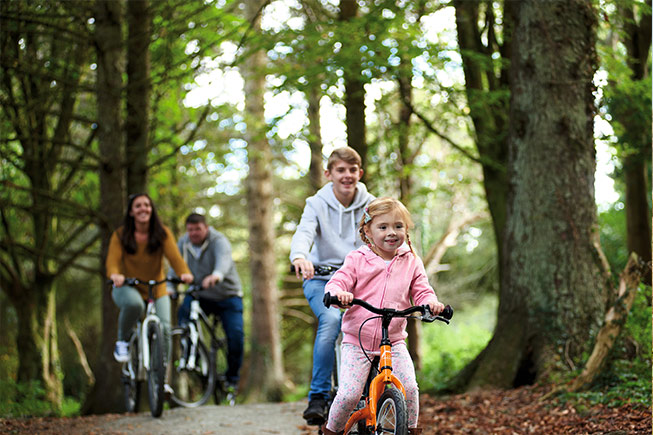 family biking