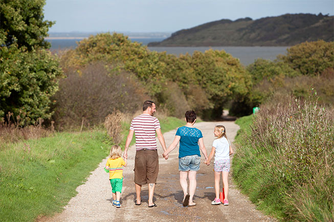 family walking