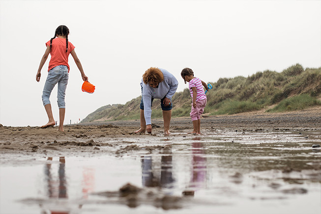 playing on the beach