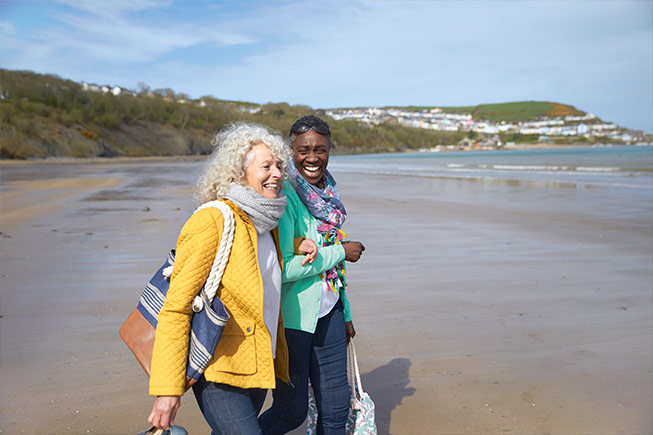 women on the beach