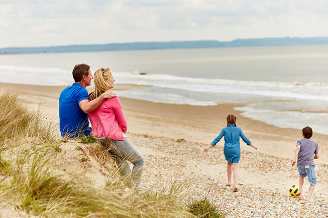 family on beach