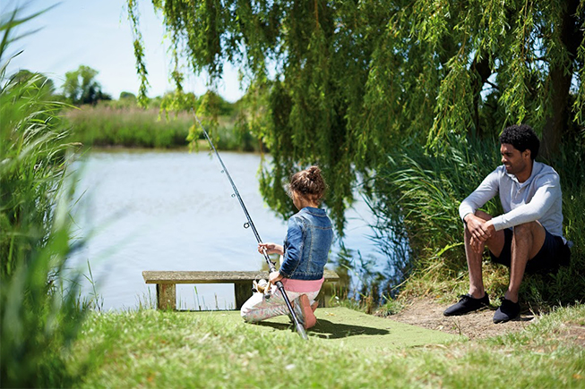 father and daughter fishing