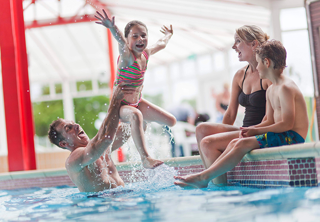 family swimming